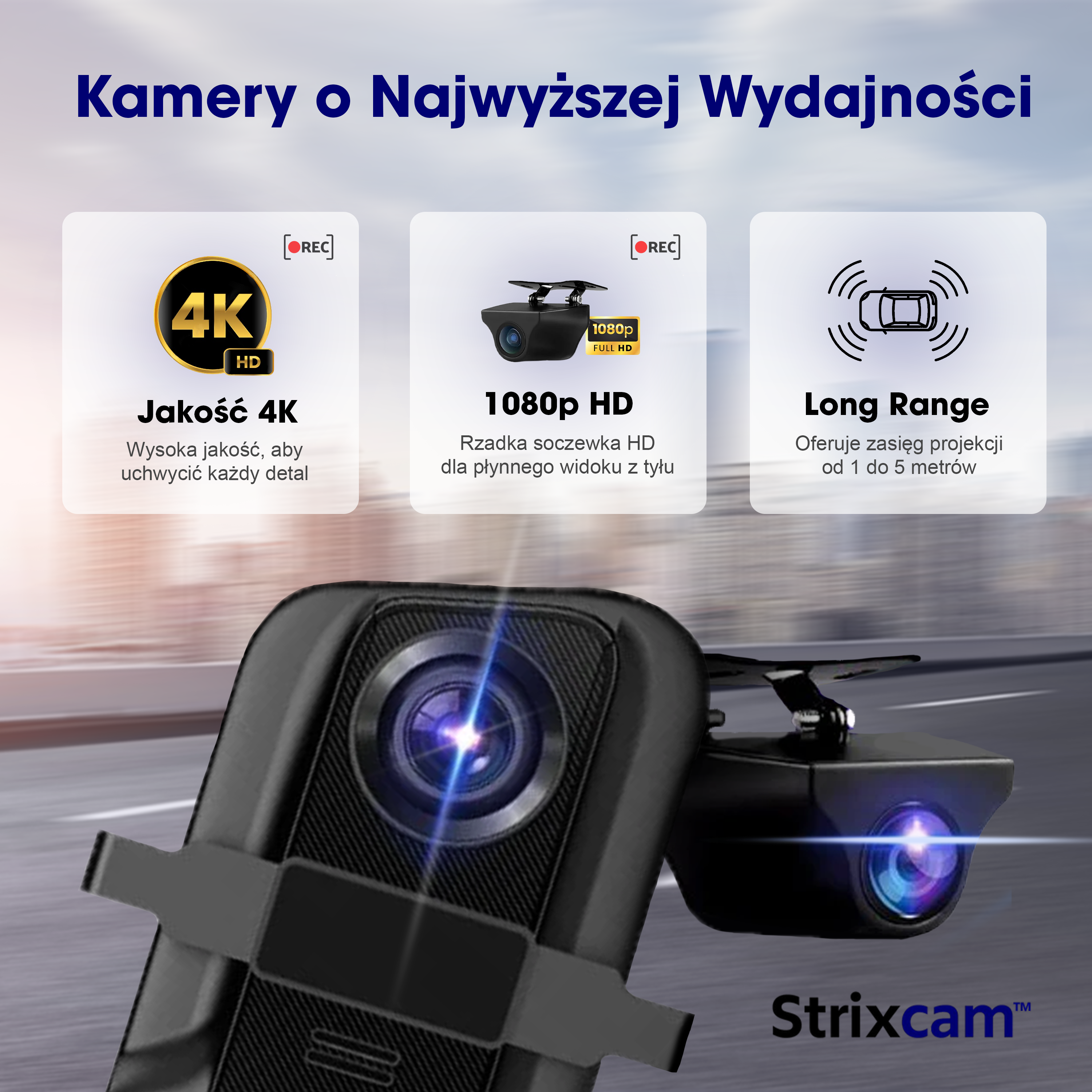Dashcam Strixcam™ – Kamera samochodowa Full HD, Wi-Fi, GPS, tryb nocny
