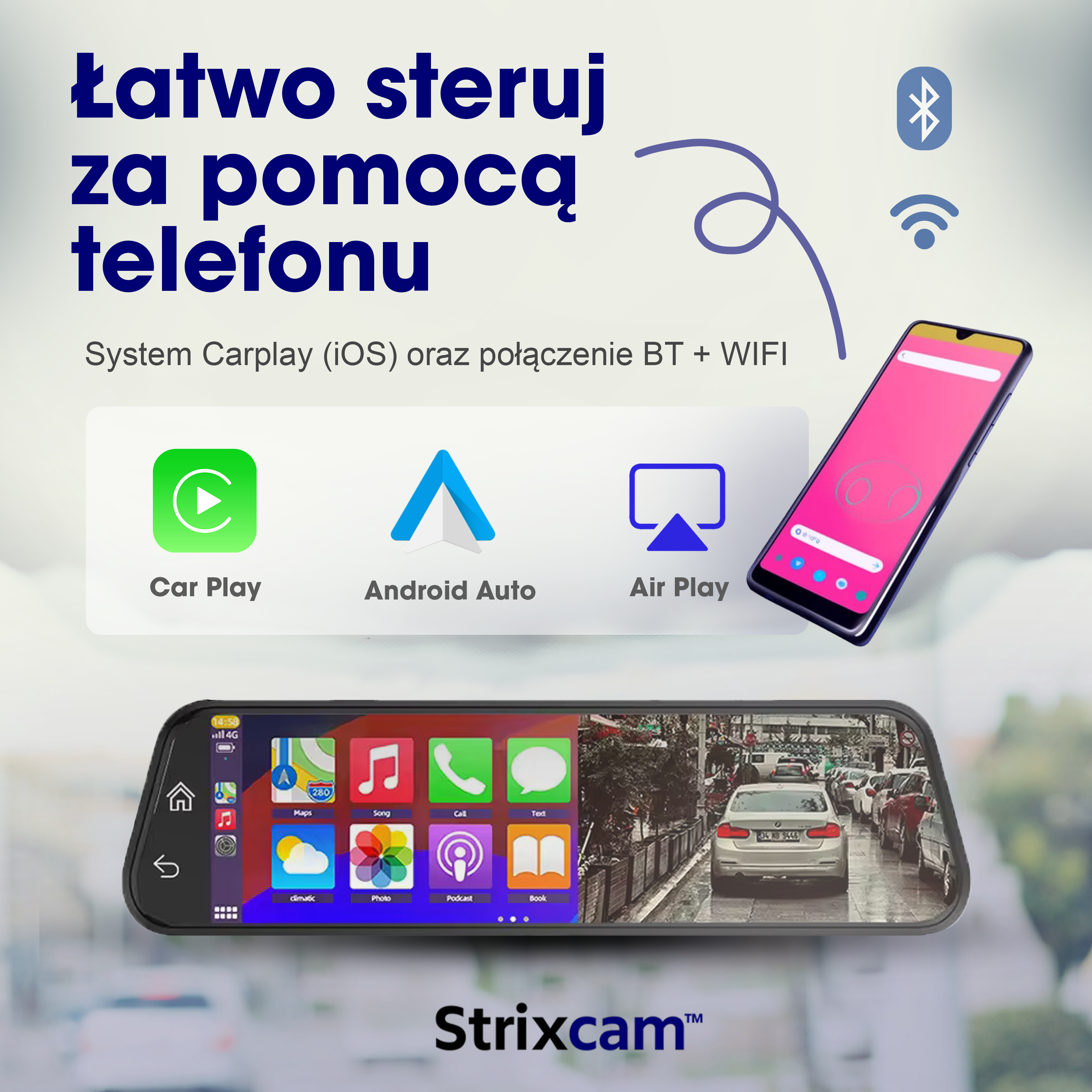 Dashcam Strixcam™ – Kamera samochodowa Full HD, Wi-Fi, GPS, tryb nocny