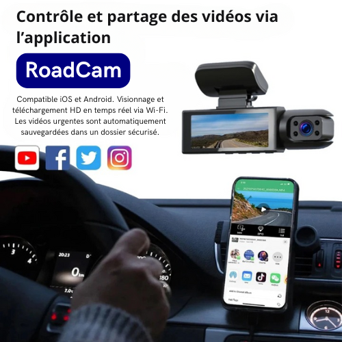 Dashcam Strixcam™ – Caméra embarquée Full HD, Wi-Fi, mode nuit