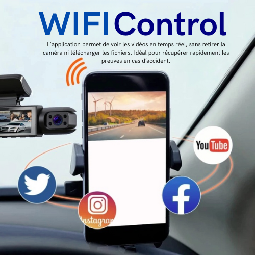 Dashcam Strixcam™ – Caméra embarquée Full HD, Wi-Fi, mode nuit